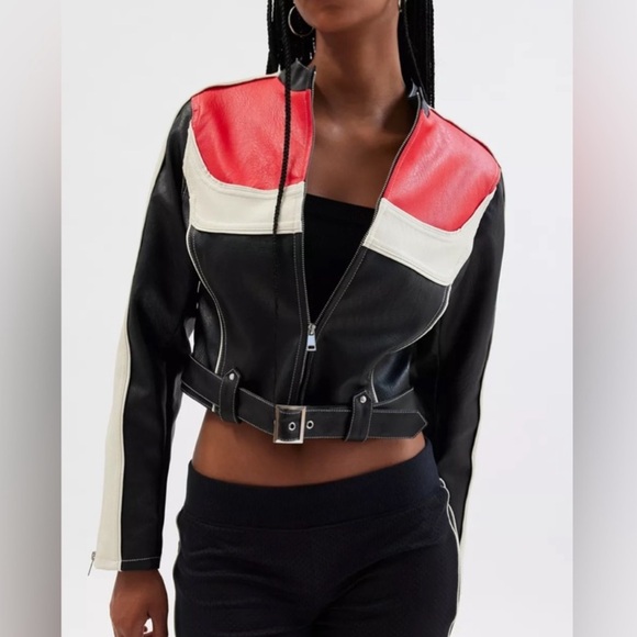 Urban Outfitters black and red leather jacket - Picture 1 of 6
